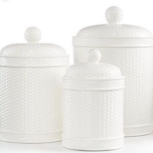 Martha Stewart
Whiteware Bas-ketweave Canisters 3 piece set from Macys